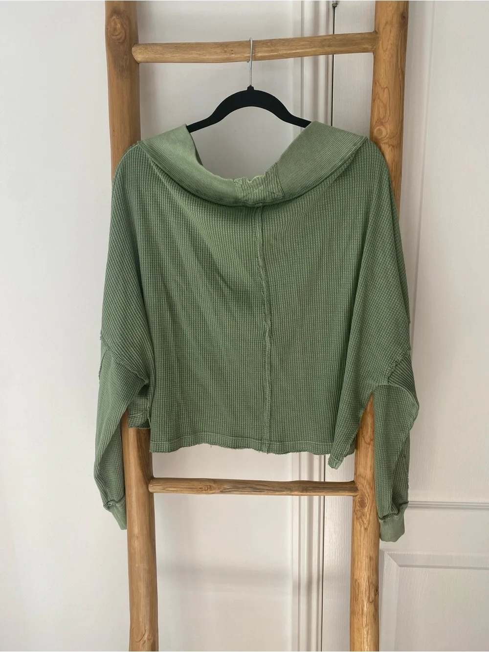 We the Free Free People Close To You Cotton Waffle Knit Top In Cool Moss Green